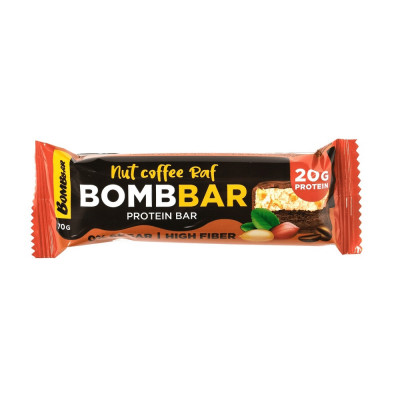 Ореховый протеиновый батончик Bombbar, 70 г, Nut Coffee Raf