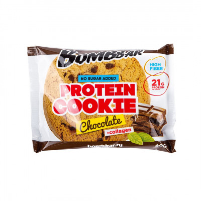 Протеиновое печенье с коллагеном Bombbar Protein Cookie + Collagen, 60 г, Шоколад