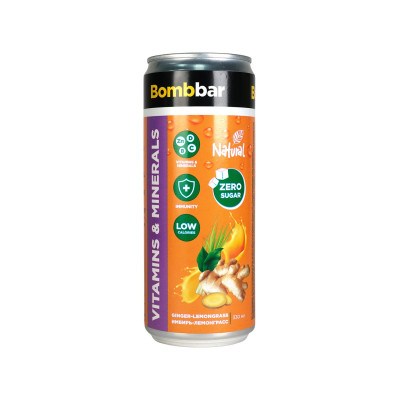 Лимонад с витаминами и минералами Bombbar, 330 мл, Имбирь-лемонграсс