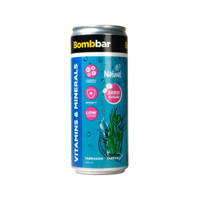Лимонад с витаминами и минералами Bombbar, 330 мл, Тархун
