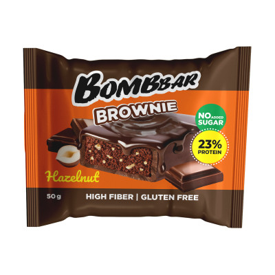 Протеиновый брауни Bombbar Brownie, 50 г, Фундук