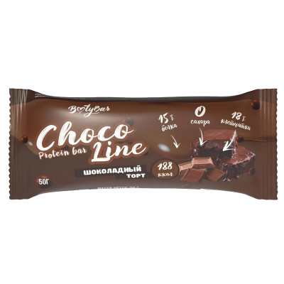 Протеиновый батончик BootyBar Choco Line, 50 г, Шоколадный торт