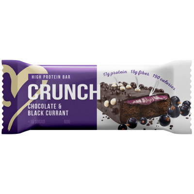 Протеиновый батончик BootyBar Crunch Bar, 60 г, Шоколад-черная смородина