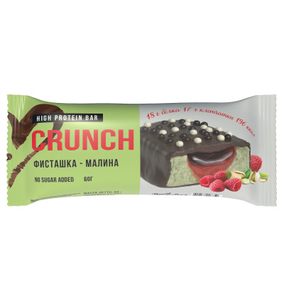 Протеиновый батончик BootyBar Crunch Bar, 60 г, Фисташка-малина
