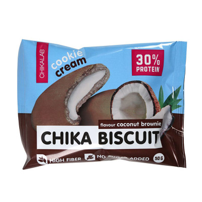 Бисквитное протеиновое печенье Chikalab Chika Biscuit, 50 г, Кокосовый брауни