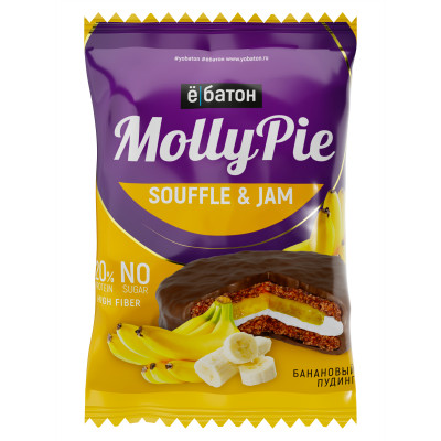 Протеиновое печенье Ёбатон Molly pie, 60 г, Банановый пудинг