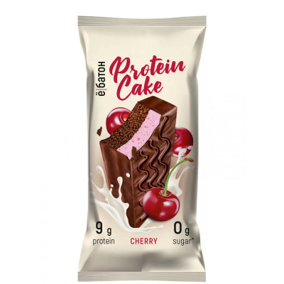 Протеиновое пирожное Ёбатон Protein Cake, 50 г, Вишня