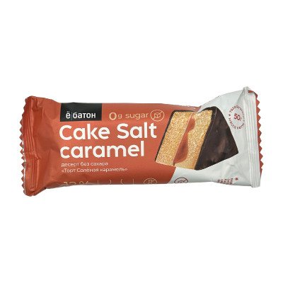 Протеиновый десерт Ёбатон Cake salt caramel, 50 г, Торт с соленой карамелью