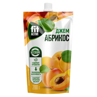 Джем без сахара Fit Active, 200 г, Абрикос