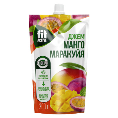 Джем без сахара Fit Active, 200 г, Манго-маракуйя