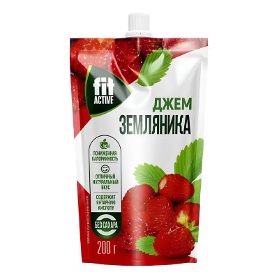 Джем без сахара Fit Active, 200 г, Земляника