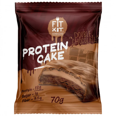Протеиновое печенье с суфле без сахара Fit Kit Protein Cake, 70 г, Двойной Шоколад