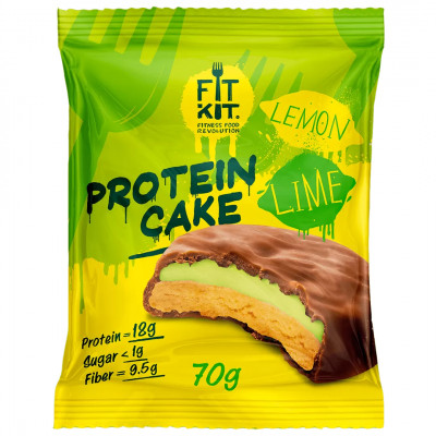 Протеиновое печенье с суфле без сахара Fit Kit Protein Cake, 70 г, Лимон-лайм