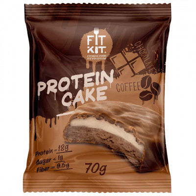 Протеиновое печенье с суфле без сахара Fit Kit Protein Cake, 70 г, Шоколад-кофе