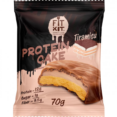 Протеиновое печенье с суфле без сахара Fit Kit Protein Cake, 70 г, Тирамису