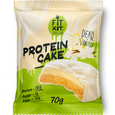 Протеиновое печенье с суфле без сахара Fit Kit Protein Cake, 70 г, Груша-ваниль