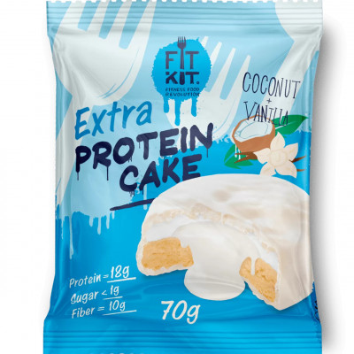 Протеиновое печенье с суфле без сахара Fit Kit EXTRA Protein Cake, 70 г, Кокос-ваниль