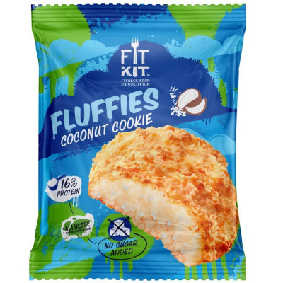 Протеиновое печенье Fit Kit Fluffies, 30 г, Кокос
