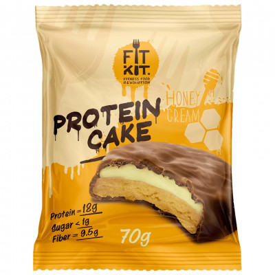 Протеиновое печенье с суфле без сахара Fit Kit Protein cake, 70 г, Медовый крем