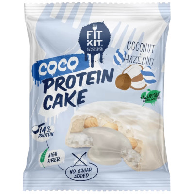 Протеиновое печенье с суфле без сахара Fit Kit Coco Protein cake, 90 г, Кокос-фундук
