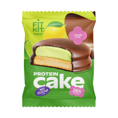 Протеиновое печенье с суфле без сахара Fit Kit Protein cake, 50 г, Лимон-лайм
