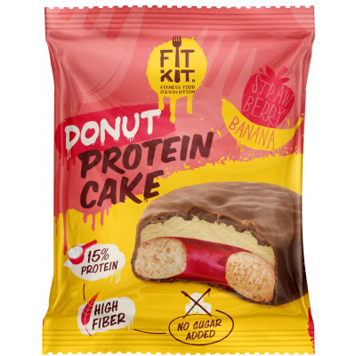 Протеиновый донат Fit Kit Donut Protein Cake, 100 г, Клубника-банан