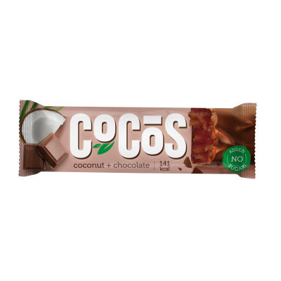 Батончик глазированный без сахара FitnesShock Cocos, 35 г, Кокосовый с шоколадом
