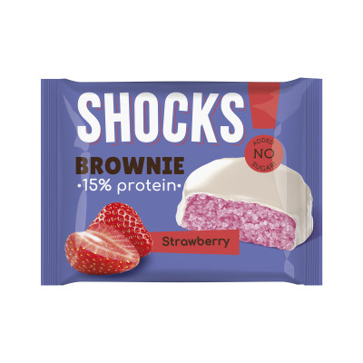 Протеиновое пирожное брауни FitnesShock Protein Brownie, 50 г, Клубника