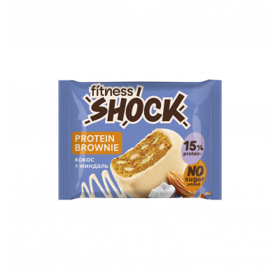 Протеиновое пирожное брауни FitnesShock Protein Brownie, 50 г, Кокос-миндаль