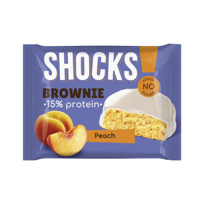 Протеиновое пирожное брауни FitnesShock Protein Brownie, 50 г, Персик