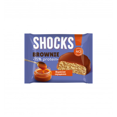 Протеиновое пирожное брауни FitnesShock Shocks! Brownie, 50 г, Вареная сгущенка