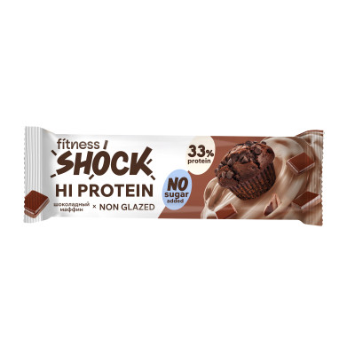 Протеиновый батончик FitnesShock Hi Protein, 60 г, Шоколадный маффин