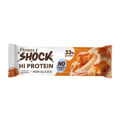 Протеиновый батончик FitnesShock Hi Protein, 60 г, Соленая карамель