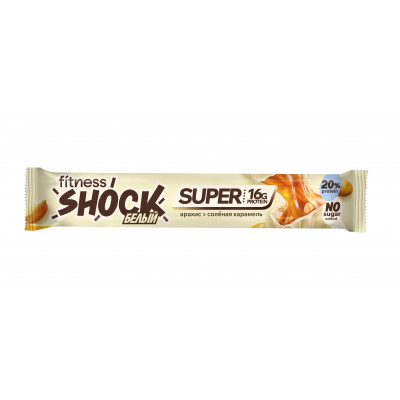 Протеиновый батончик FitnesShock Super, 80 г, Арахис-соленая карамель (белый шоколад)
