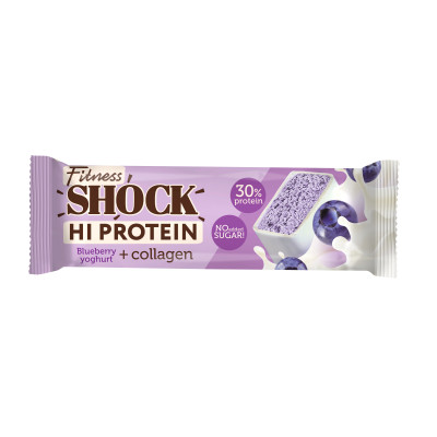 Протеиновый батончик с коллагеном FitnesShock Hi Protein + Collagen, 40 г, Черничный йогурт