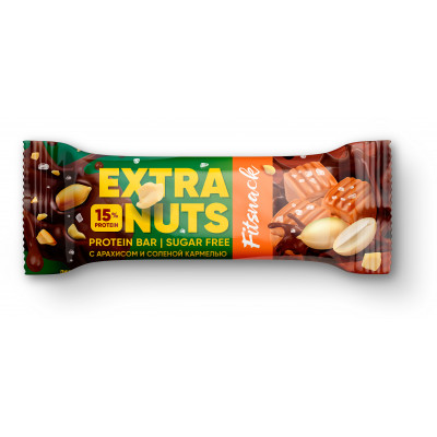 Протеиновый батончик Fitsnack Extra Nuts, 45 г, Арахис и карамель
