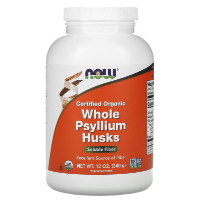 Псиллиум (цельная шелуха семян подорожника) Now Foods Certified Organic Whole Psyllium Husks, 340 г