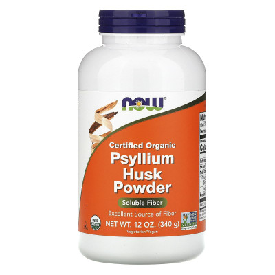 Псиллиум (порошок шелухи семян подорожника) Now Foods Certified Organic Psyllium Husk Powder, 340 г