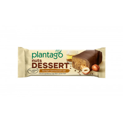 Ореховый глазированный батончик Plantago NUTS Dessert, 50 г, Пекан-инжир