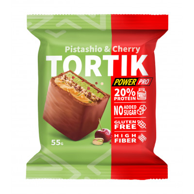 Протеиновое пирожное Power Pro TORTIK, 55 г, Фисташка и вишня