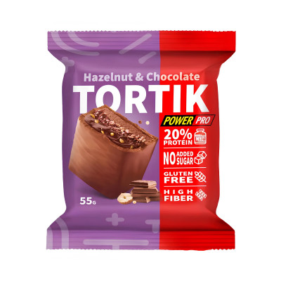 Протеиновое пирожное Power Pro TORTIK, 55 г, Фундук и шоколад