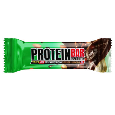 Протеиновый батончик мультибелковый глазированный Power Pro Protein Bar 36%, 60 г, Карамель-арахис
