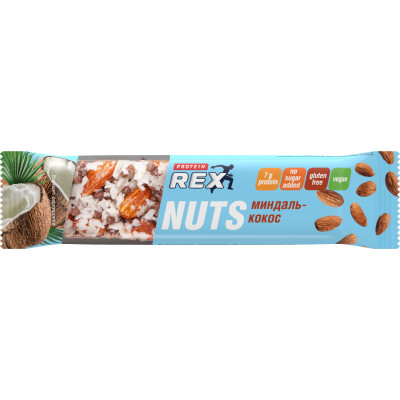 Ореховый протеиновый батончик ProteinRex Nuts, 40 г, Миндаль-кокос