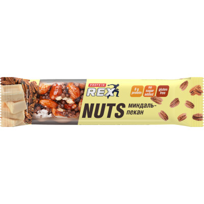 Ореховый протеиновый батончик ProteinRex Nuts, 40 г, Миндаль-пекан