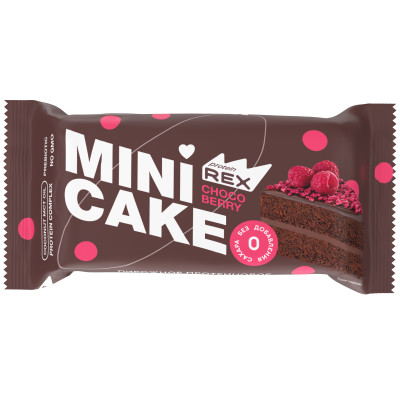 Пирожное протеиновое ProteinRex Mini Cake, 40 г, Шоколадно-малиновый тортик