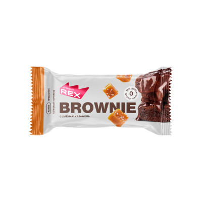 Протеиновое пирожное брауни ProteinRex Brownie, 50 г, Соленая карамель