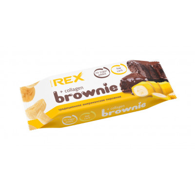 Протеиновое пирожное брауни ProteinRex Brownie + Collagen, 50 г, Банан