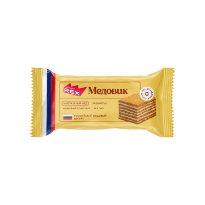 Протеиновое пирожное ProteinRex Российский медовый десерт, 40 г, Медовик