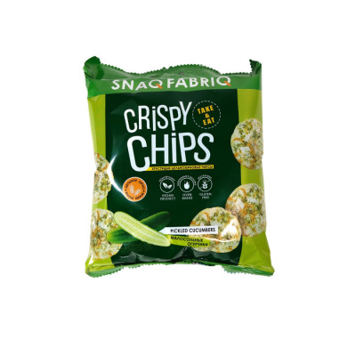 Чипсы цельнозерновые Snaq Fabriq Crispy Chips, 50 г, Малосольные огурчики