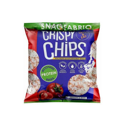 Чипсы цельнозерновые Snaq Fabriq Crispy Chips, 50 г, Томат и базилик